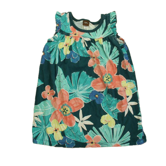 Tea Girls Teal Floral Dress size: 3T - Picture 2 of 2